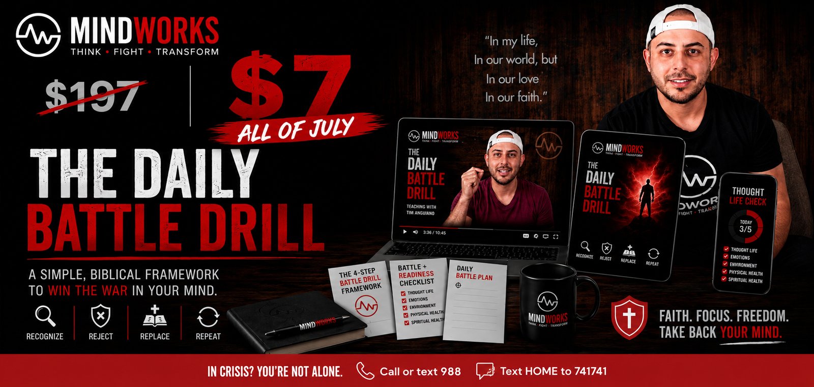 The Daily Battle Drill — videos, workbook, and tools mockup